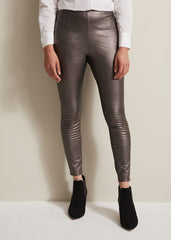 Amina Silver Faux Leather Jeggings - Silver