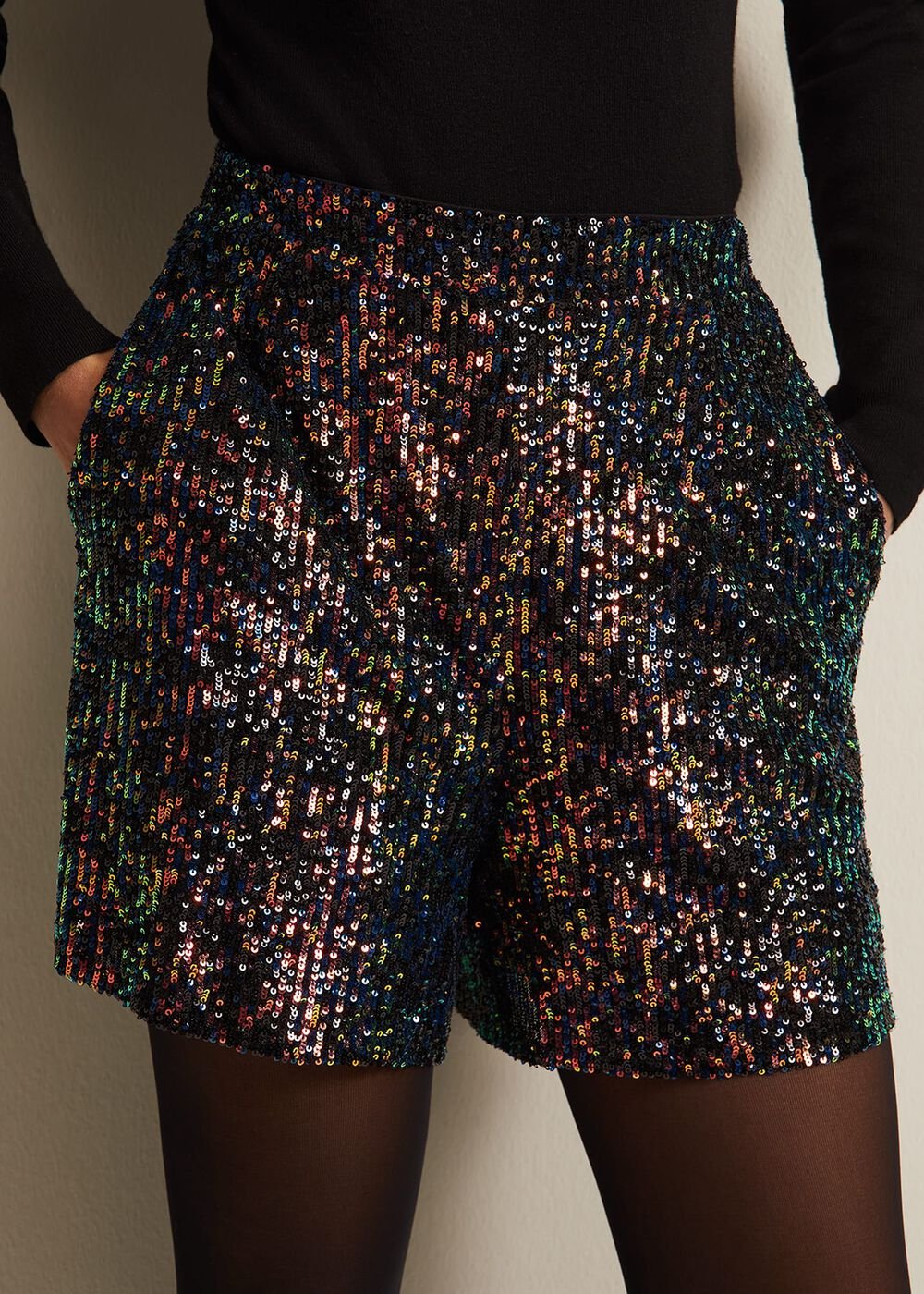Adina Sequin Shorts - Black/Multi