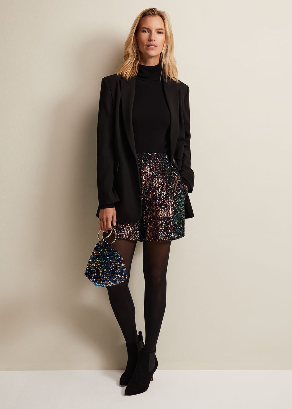 Adina Sequin Shorts - Black/Multi
