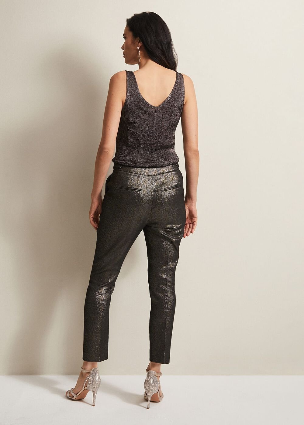 Ulrica Shimmer Straight Leg Trousers - Metallic