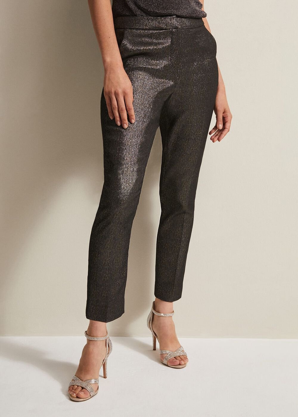 Ulrica Shimmer Straight Leg Trousers - Metallic