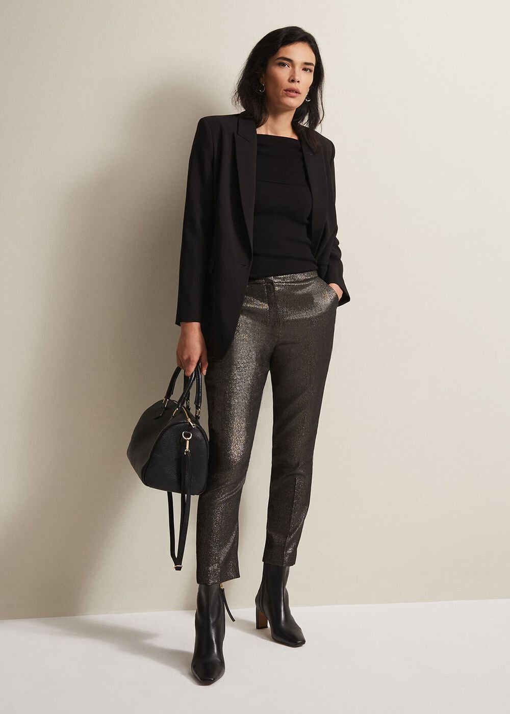 Ulrica Shimmer Straight Leg Trousers - Metallic