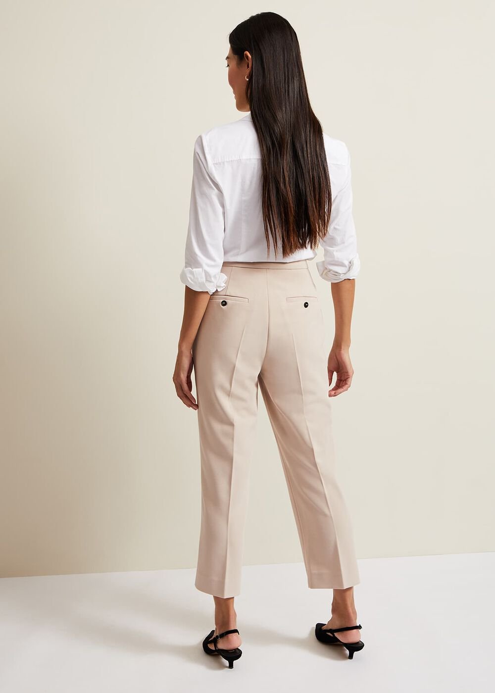 Everlee Crop Straight Leg Smart Trouser - Stone