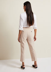 Everlee Crop Straight Leg Smart Trouser - Stone