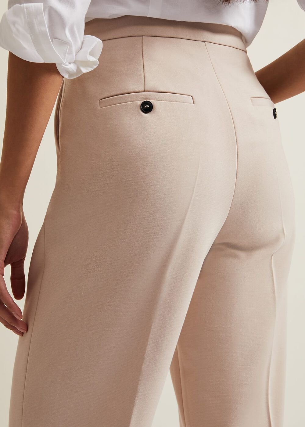 Everlee Crop Straight Leg Smart Trouser - Stone
