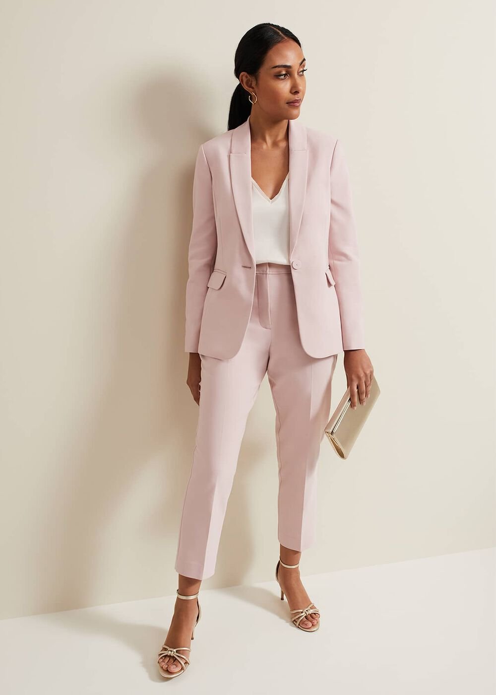 Petite Ulrica Tapered Suit Trouser - Antique Rose