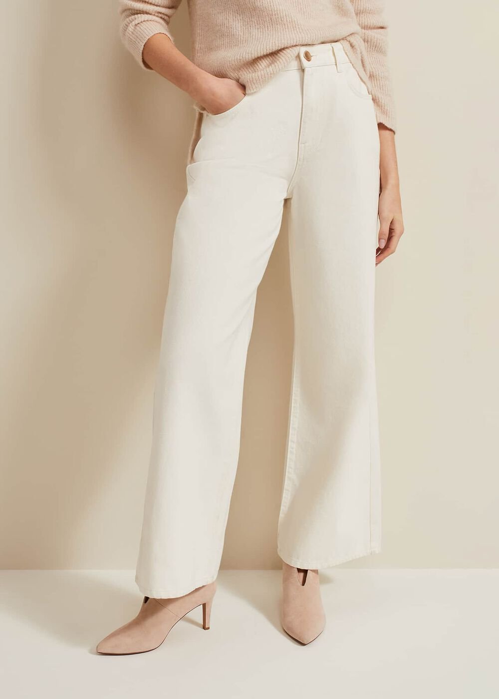 Lorelei Ecru Wide Leg Jean - Natural