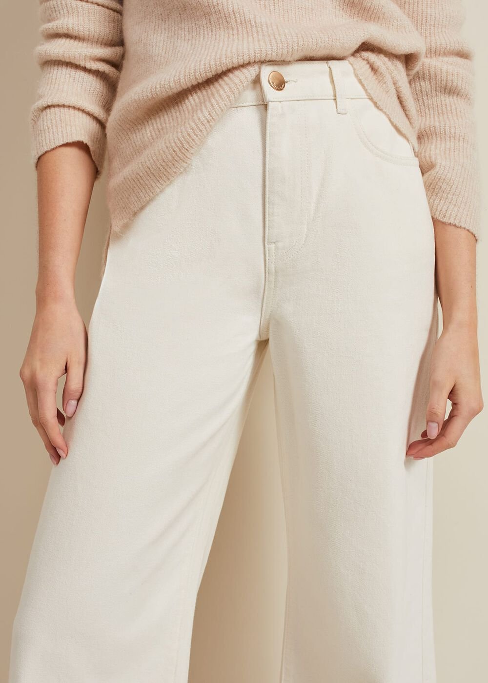 Lorelei Ecru Wide Leg Jean - Natural