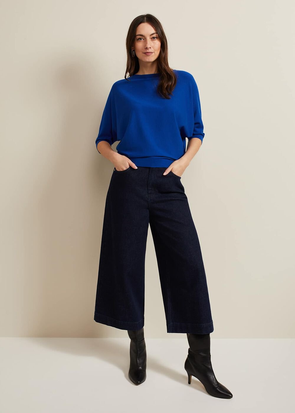 Leyla Dark Wash Denim Culotte - Dark Wash