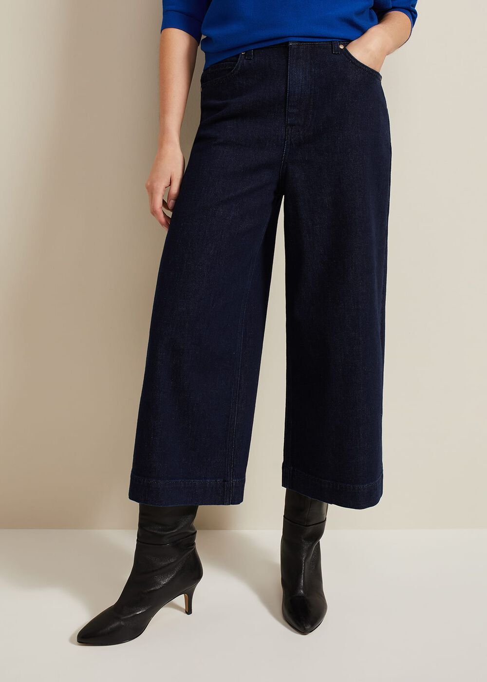 Leyla Dark Wash Denim Culotte - Dark Wash