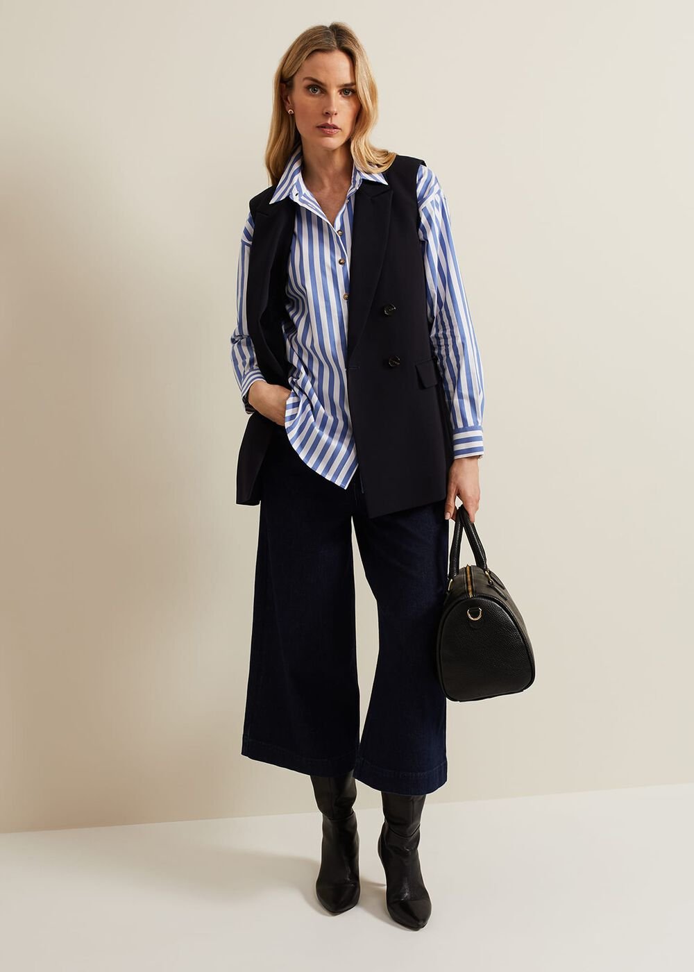 Leyla Dark Wash Denim Culotte - Dark Wash