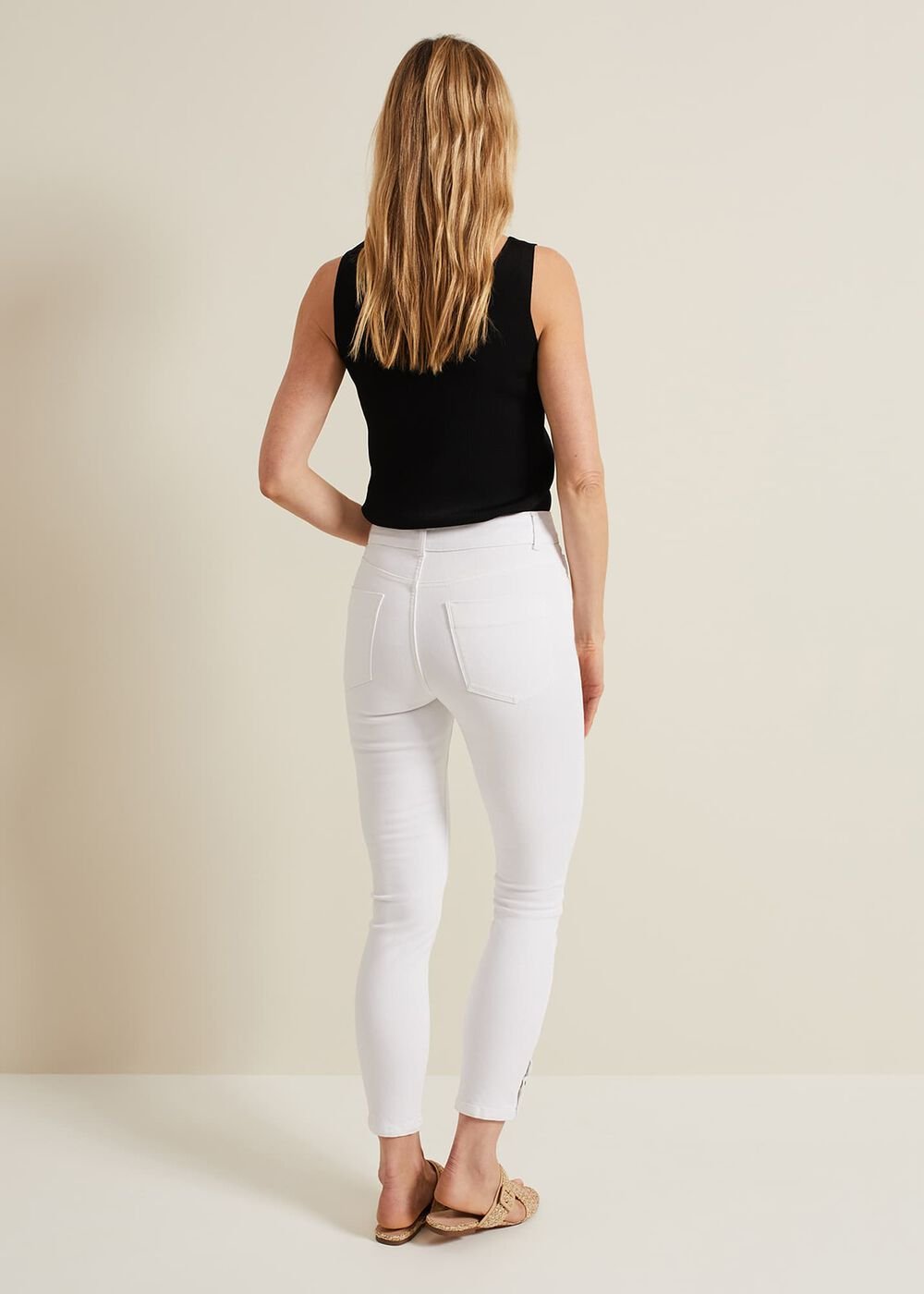 Joelle White Button Detail Skinny Jeans - White