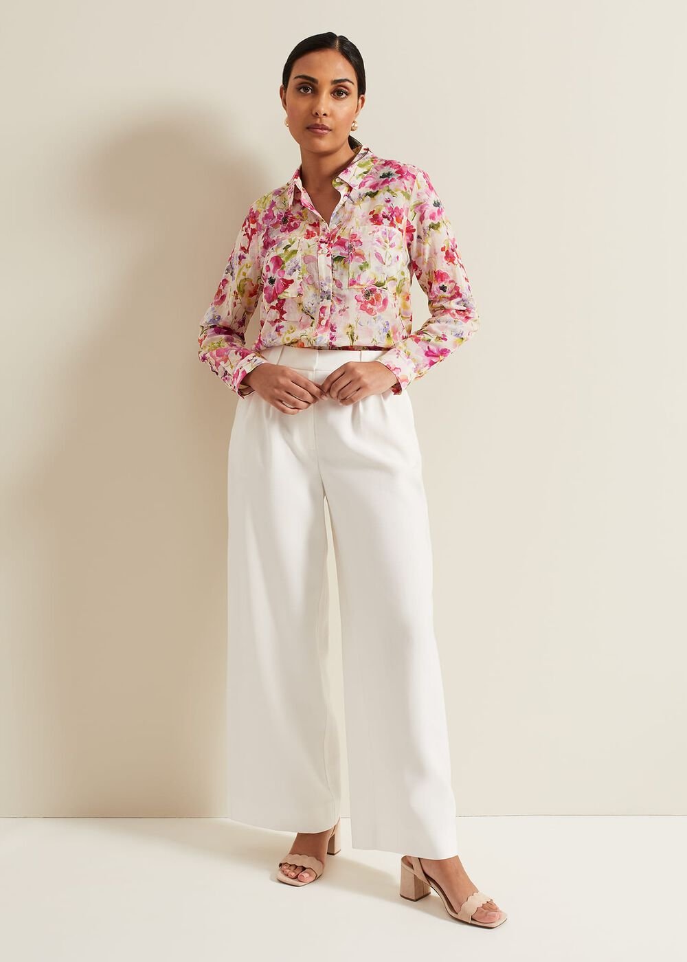 Petite Tyla White Wide Leg Trousers - White