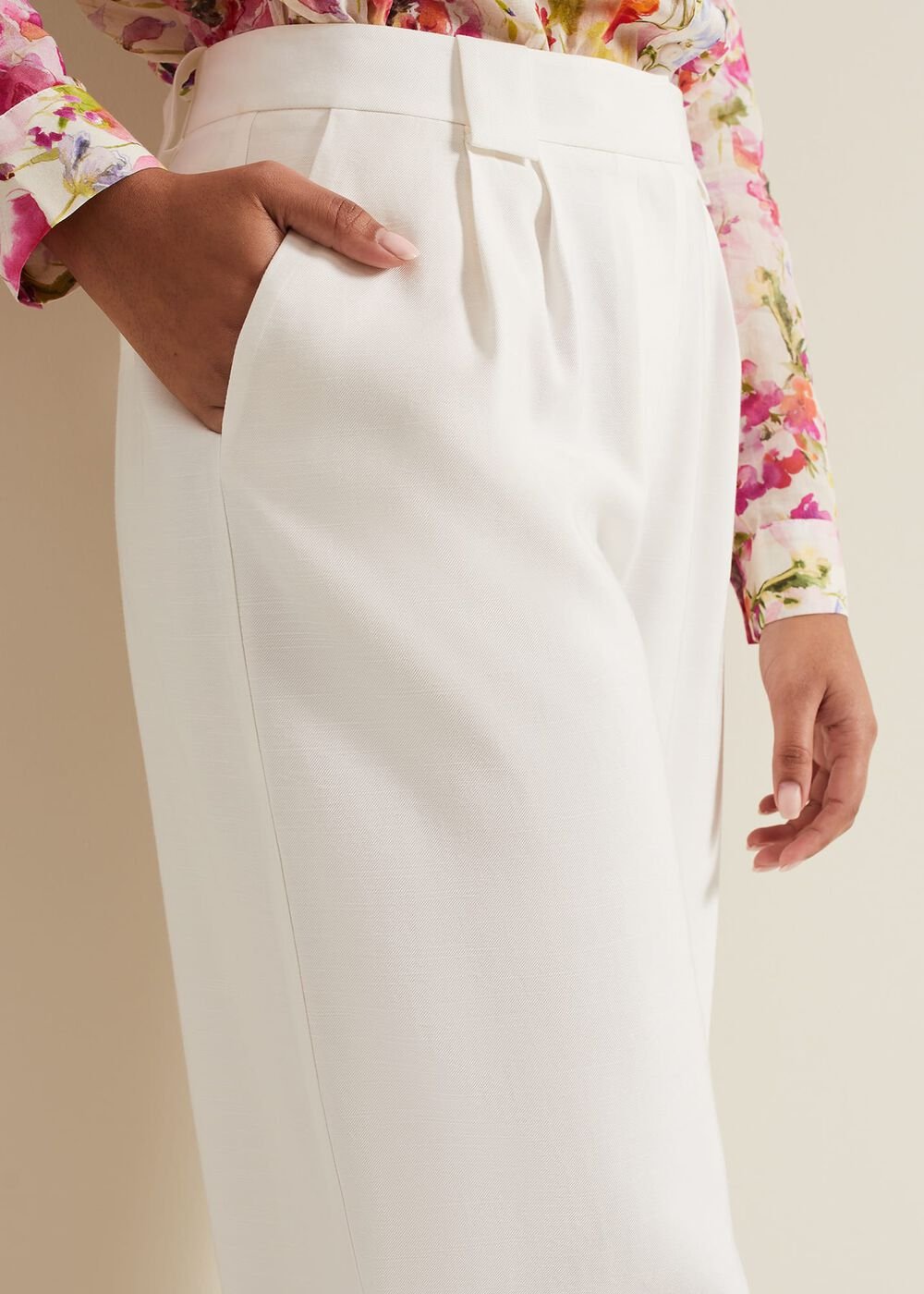 Petite Tyla White Wide Leg Trousers - White
