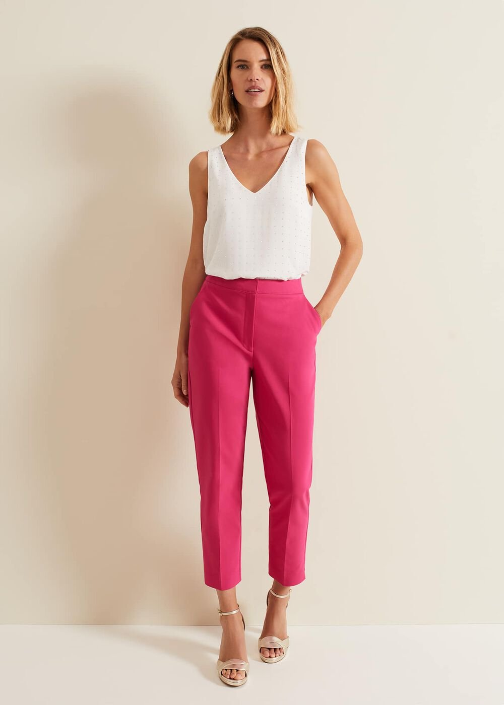 Ulrica Tapered Suit Trousers - Hot Pink