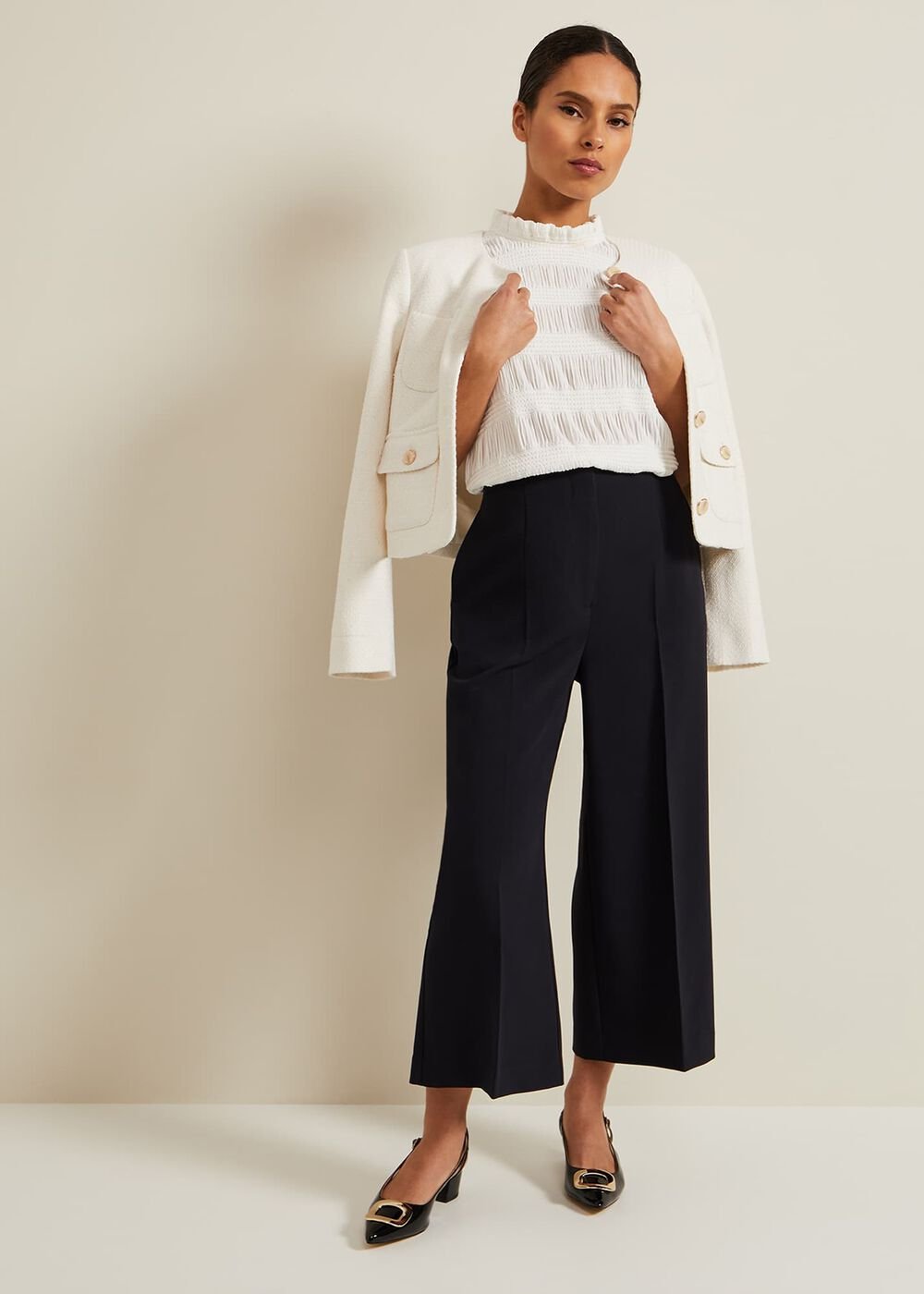 Petite Aubrielle Clean Crepe Culottes - Navy