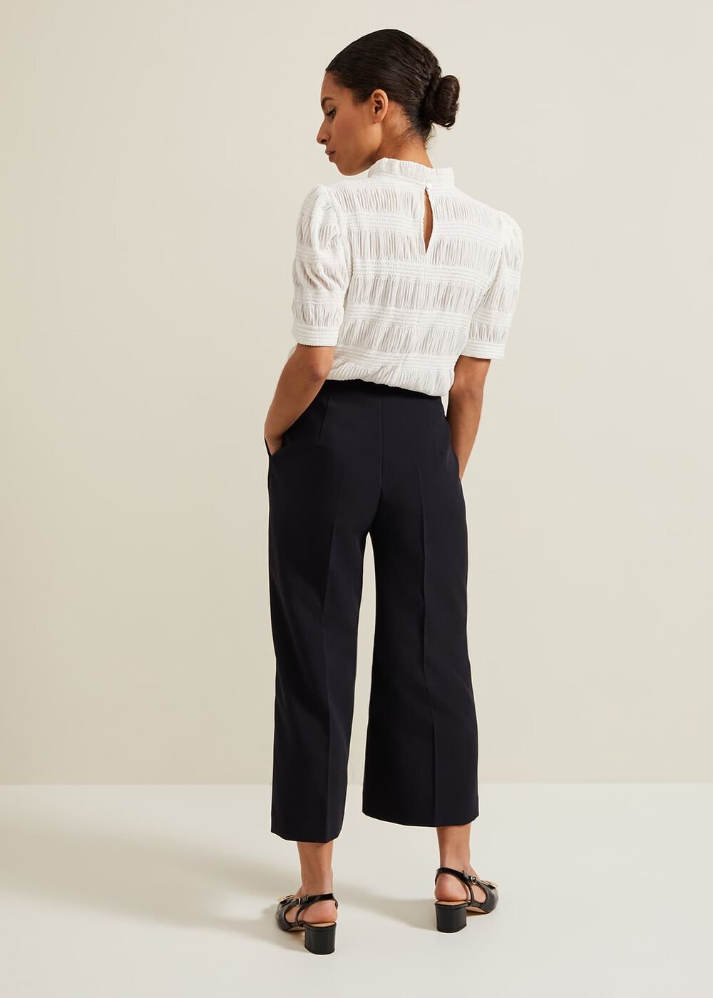 Petite Aubrielle Clean Crepe Culottes - Navy