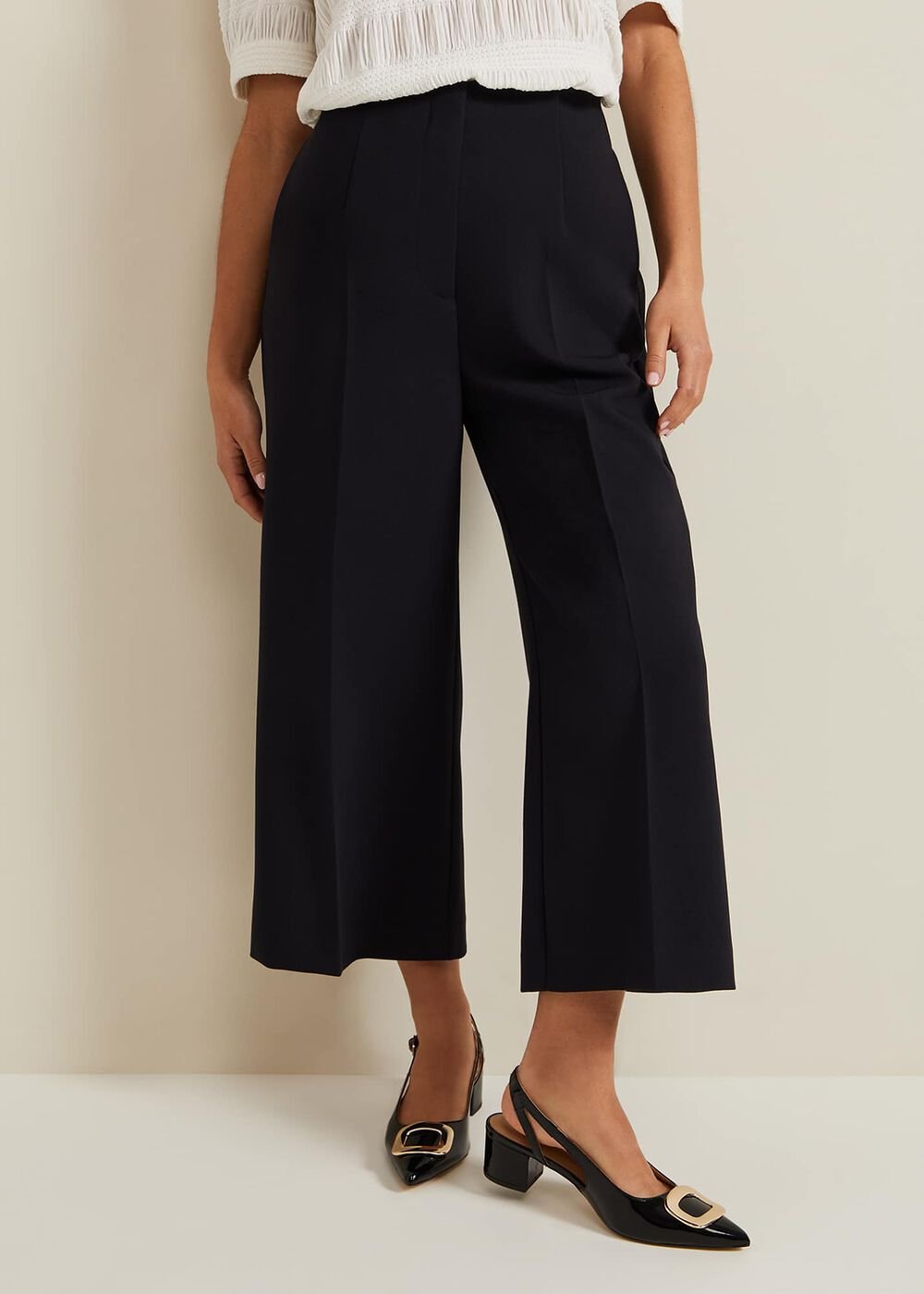 Petite Aubrielle Clean Crepe Culottes - Navy