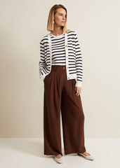 Indiyah Pleated Wide Leg Trousers - Brown