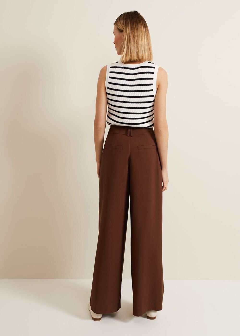 Indiyah Pleated Wide Leg Trousers - Brown