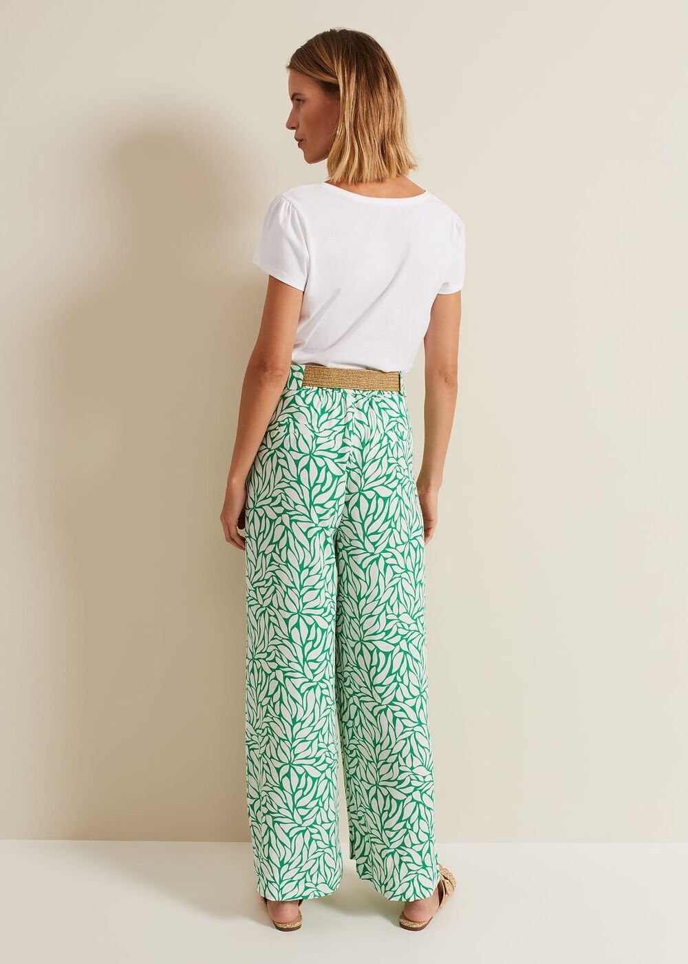 Nylah Printed Wide Leg Trousers - Green