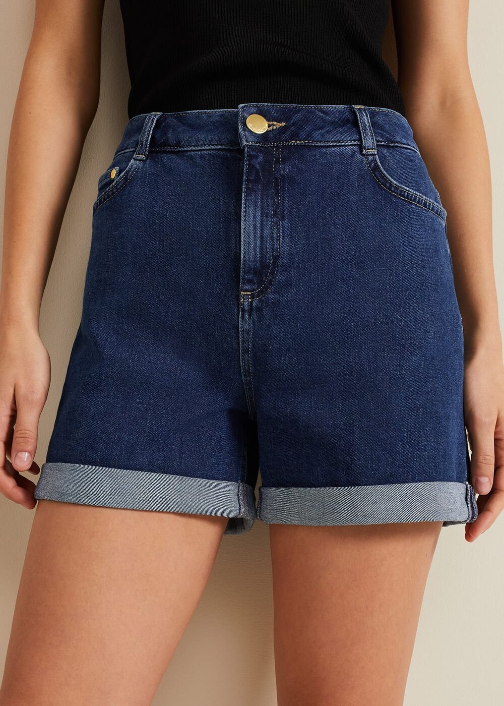Denise Denim Shorts - Mid Wash Blue
