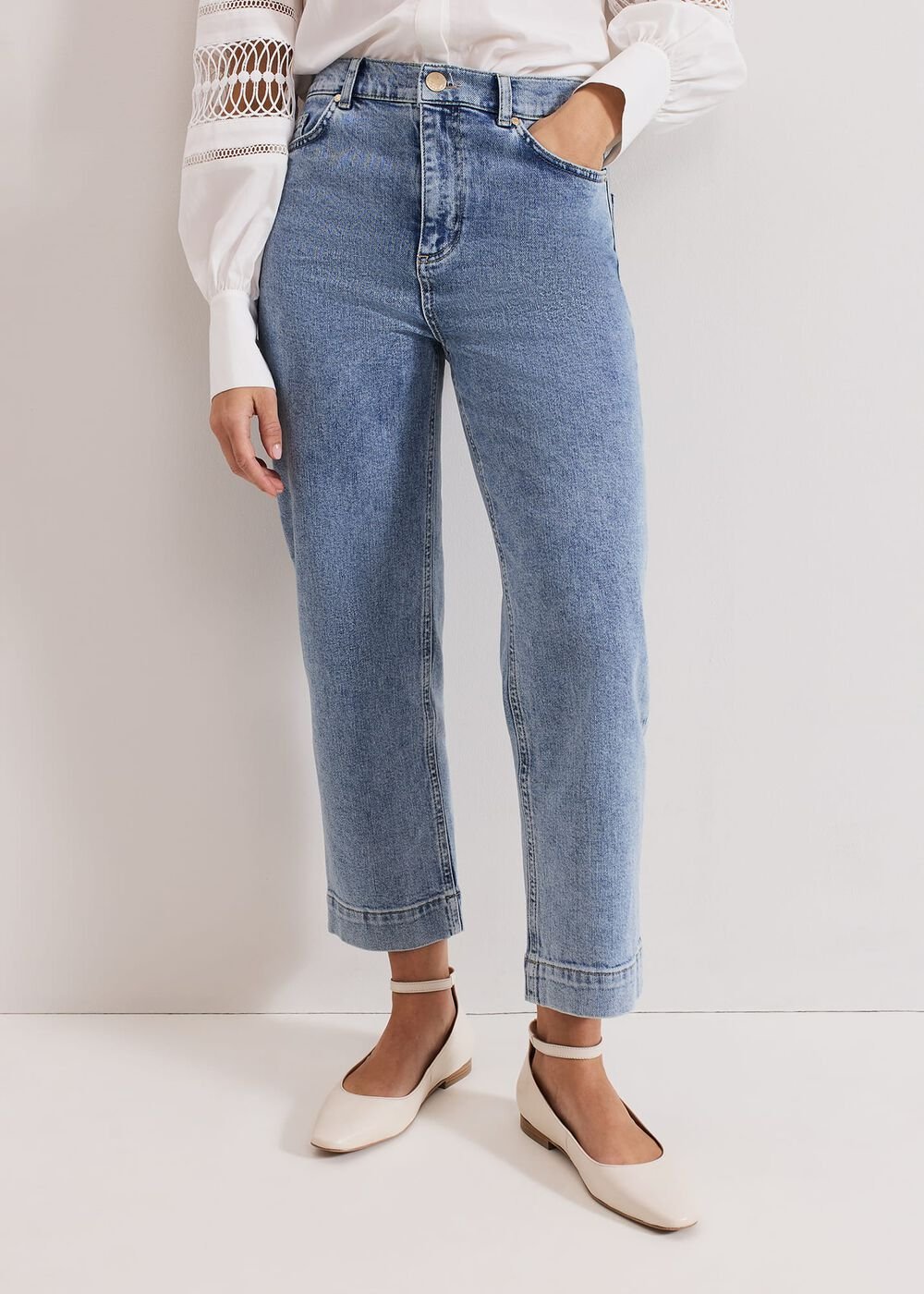 Lexi Mid Wash Crop Straight Jean - Mid Wash