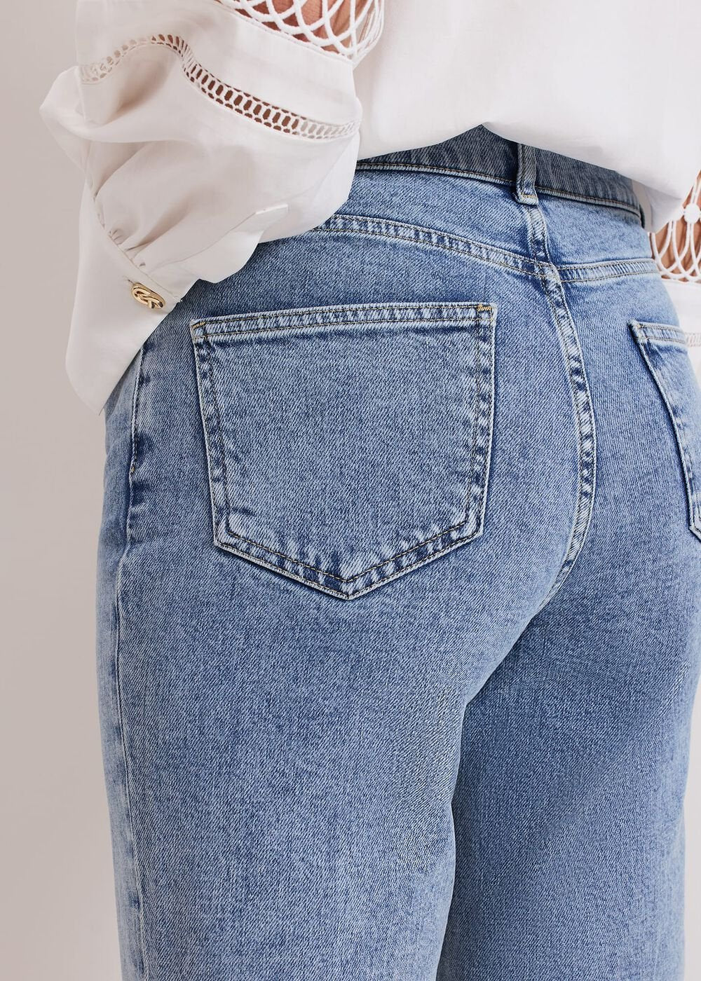 Lexi Mid Wash Crop Straight Jean - Mid Wash
