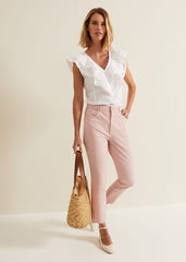 Lindsey Cropped Straight Leg Jeans - Pink