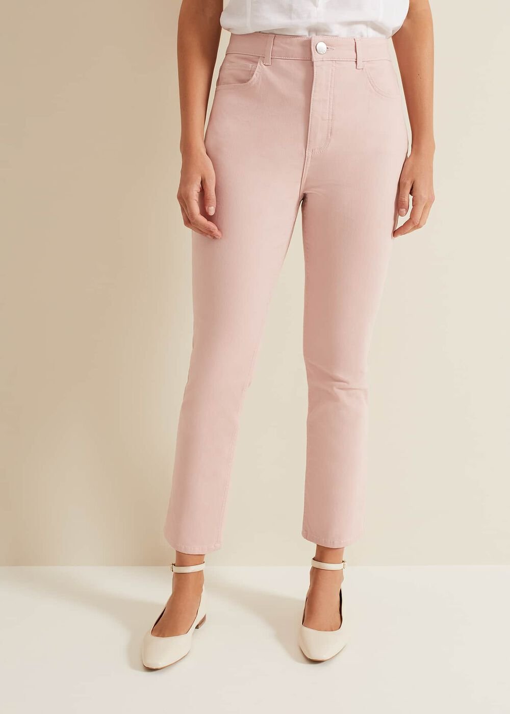Lindsey Cropped Straight Leg Jeans - Pink