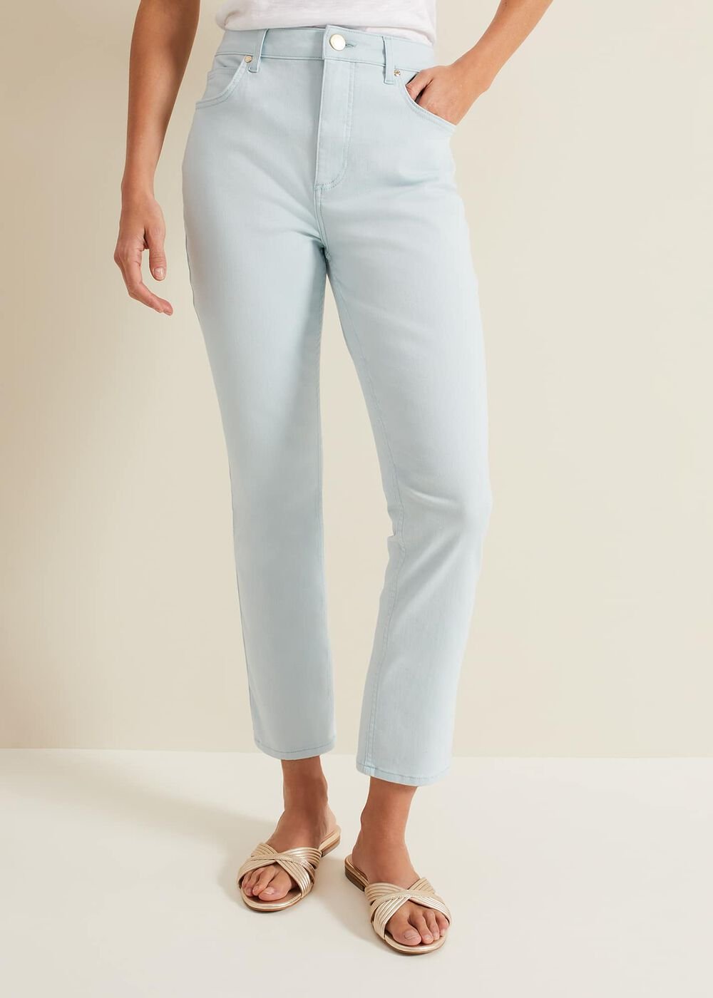 Lindsey Cropped Straight Leg Jeans - Blue