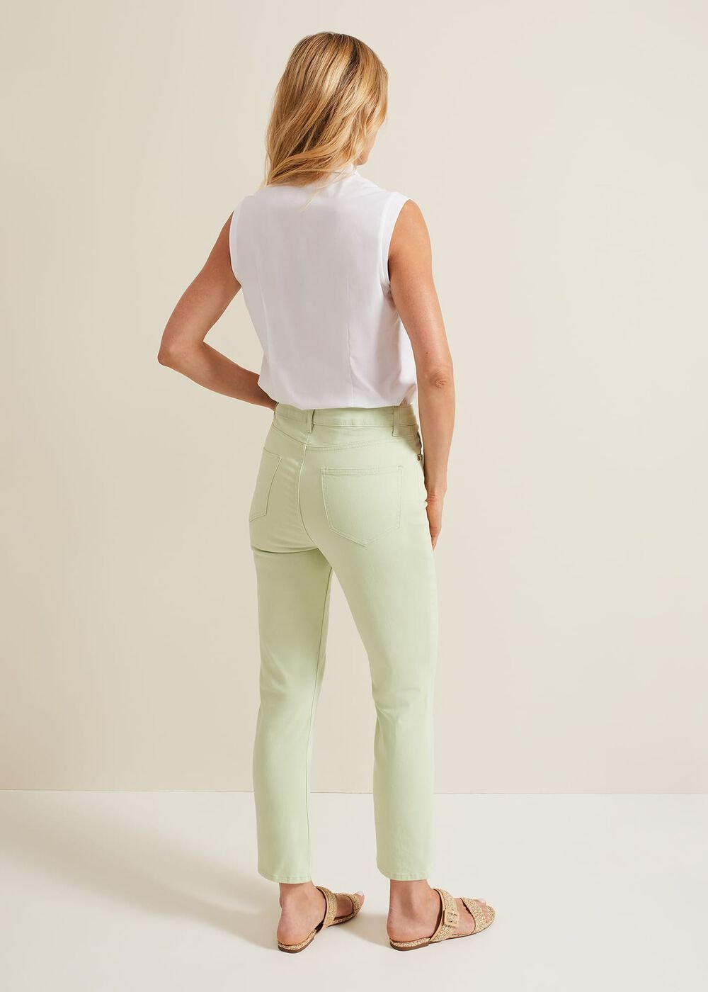 Lindsey Cropped Straight Leg Jeans - Green