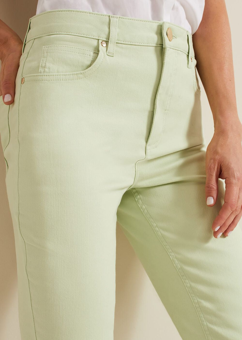 Lindsey Cropped Straight Leg Jeans - Green