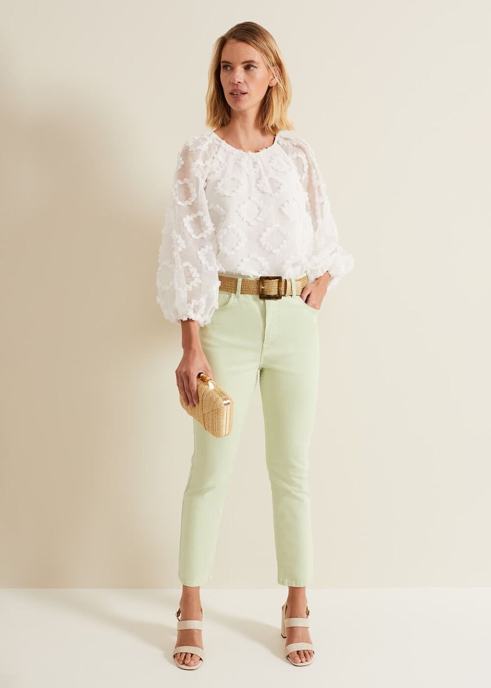 Lindsey Cropped Straight Leg Jeans - Green