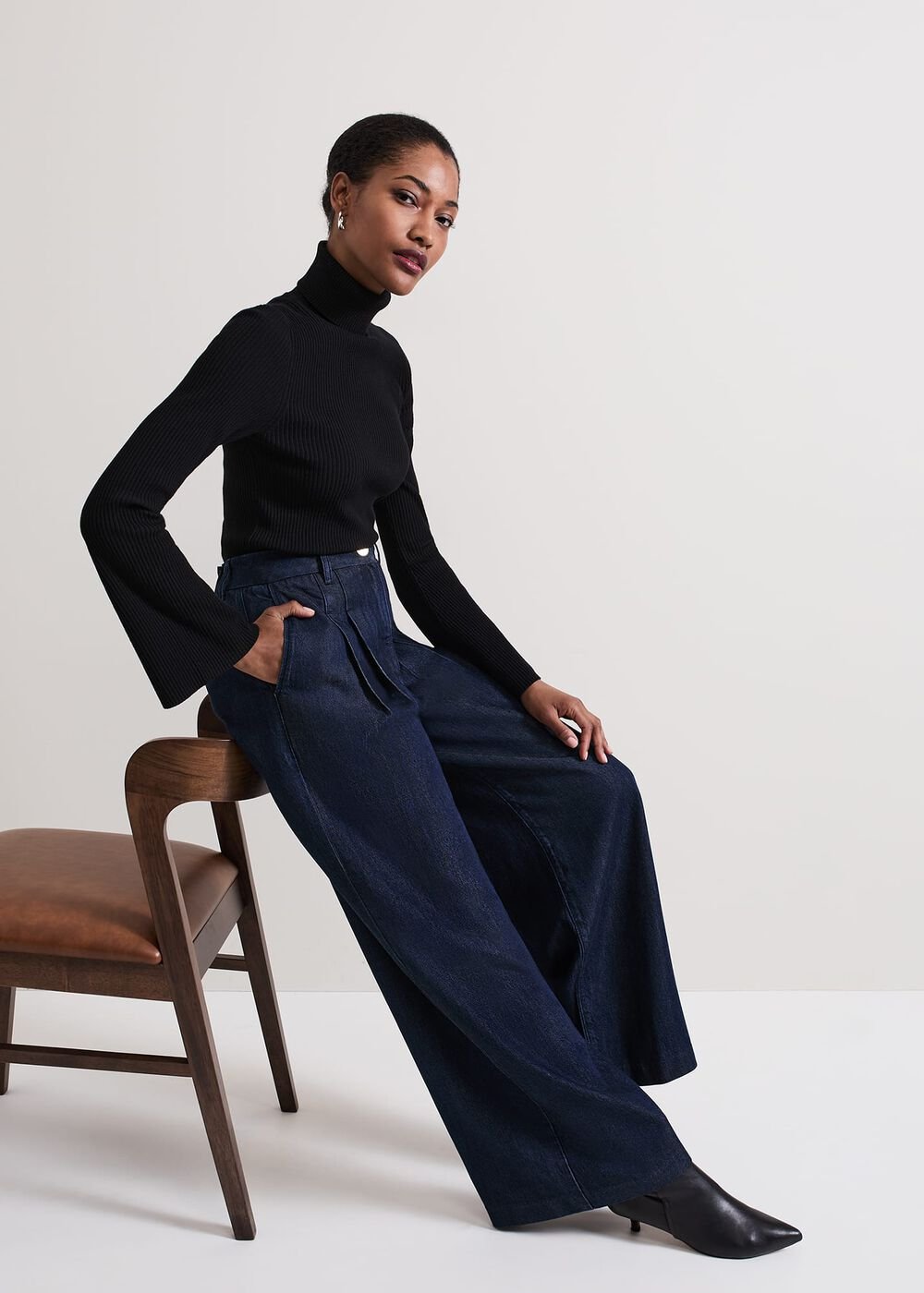 Cerys Denim Wide Leg Jean - Dark Wash