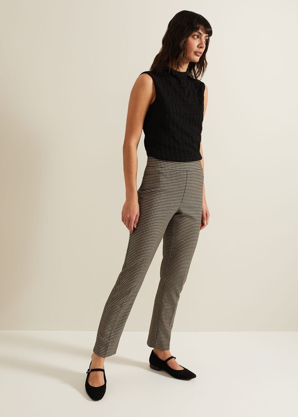 Donna Dogtooth Treggings - Black/Multi