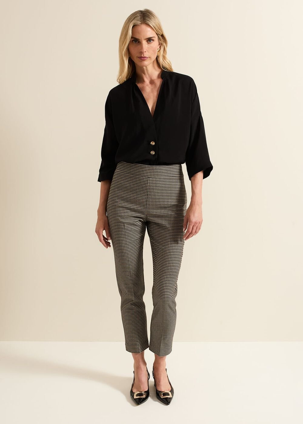 Donna Dogtooth Treggings - Black/Multi