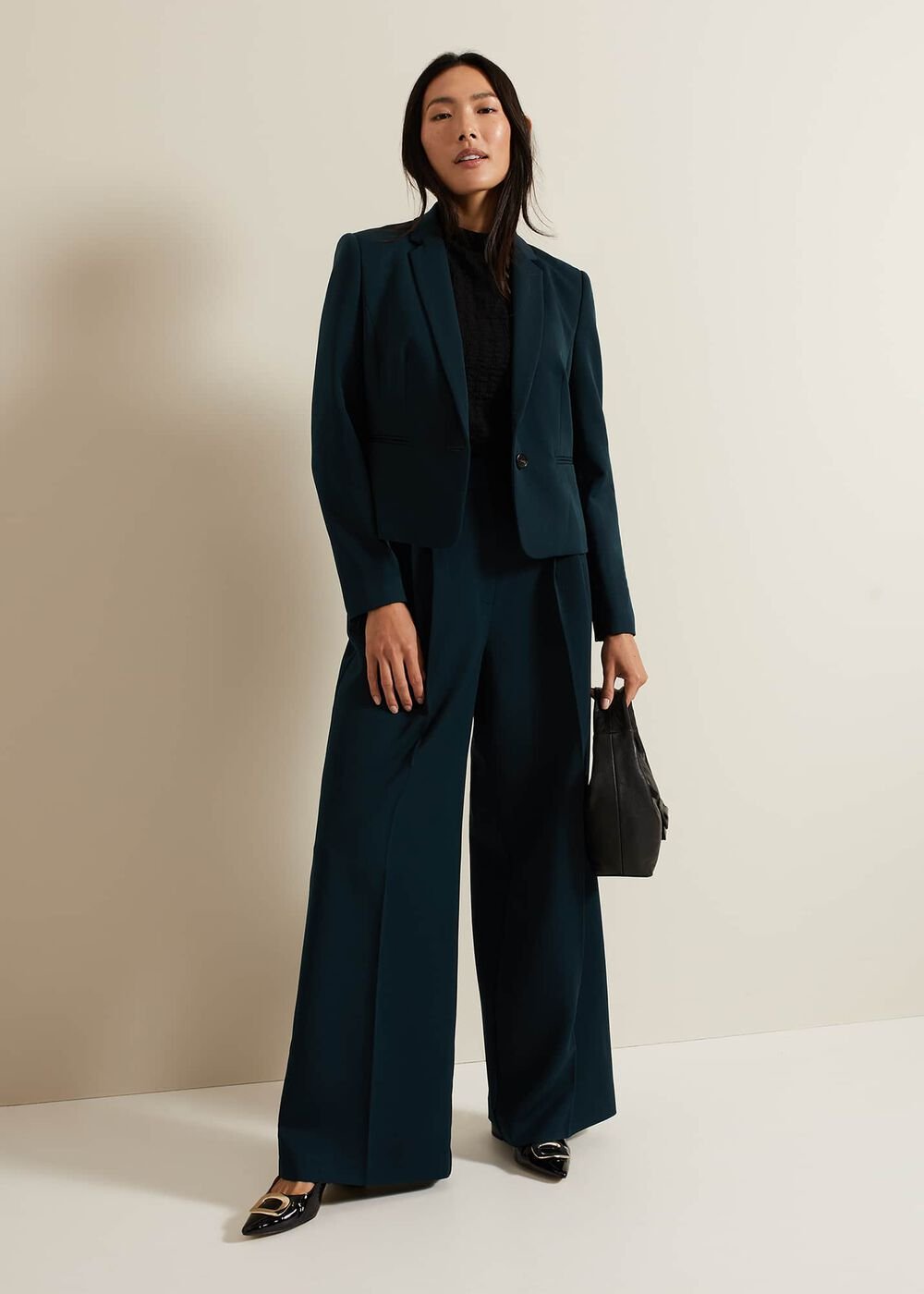 Arabella Pleat Wide Leg Trouser - Green