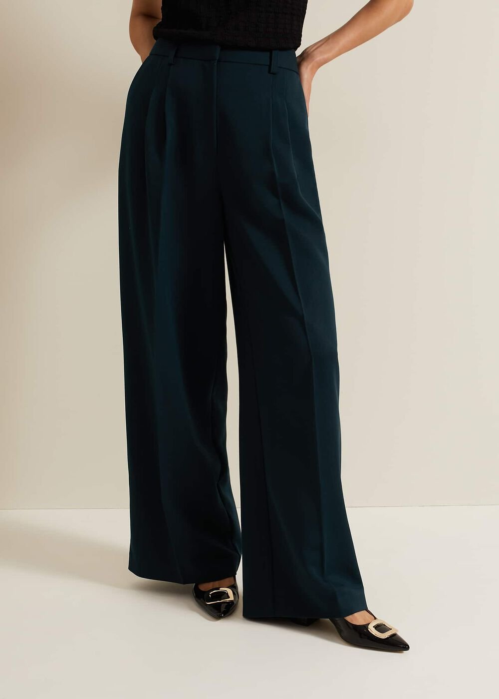 Arabella Pleat Wide Leg Trouser - Green