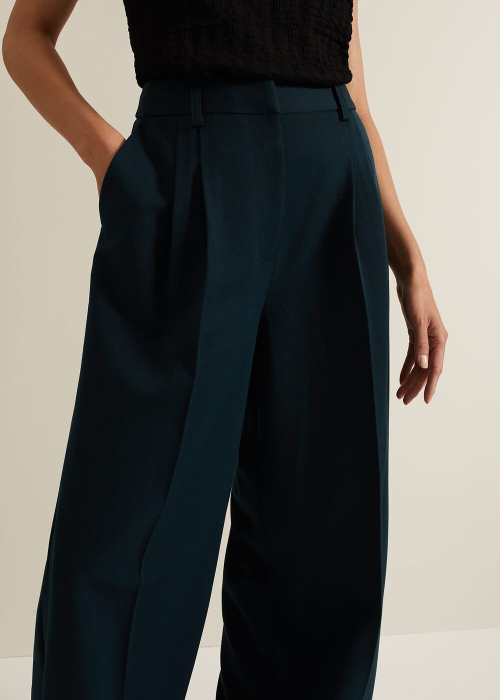 Arabella Pleat Wide Leg Trouser - Green