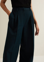 Arabella Pleat Wide Leg Trouser - Green