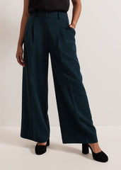 Petite Arabella Pleat Wide Leg Trousers - Green