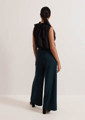 Petite Arabella Pleat Wide Leg Trousers - Green