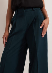 Petite Arabella Pleat Wide Leg Trousers - Green