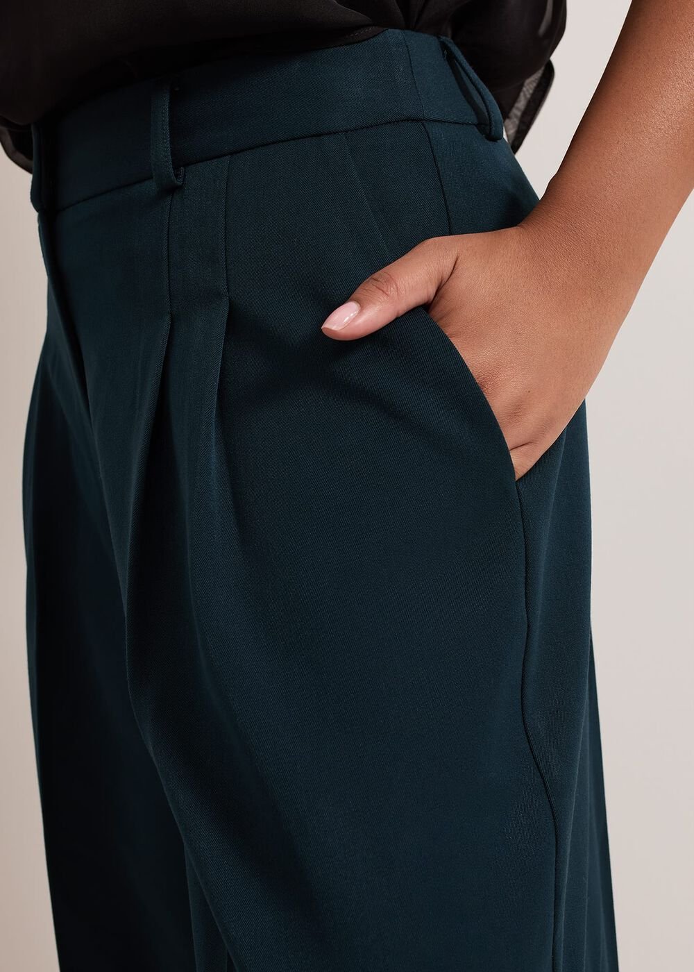 Petite Arabella Pleat Wide Leg Trousers - Green