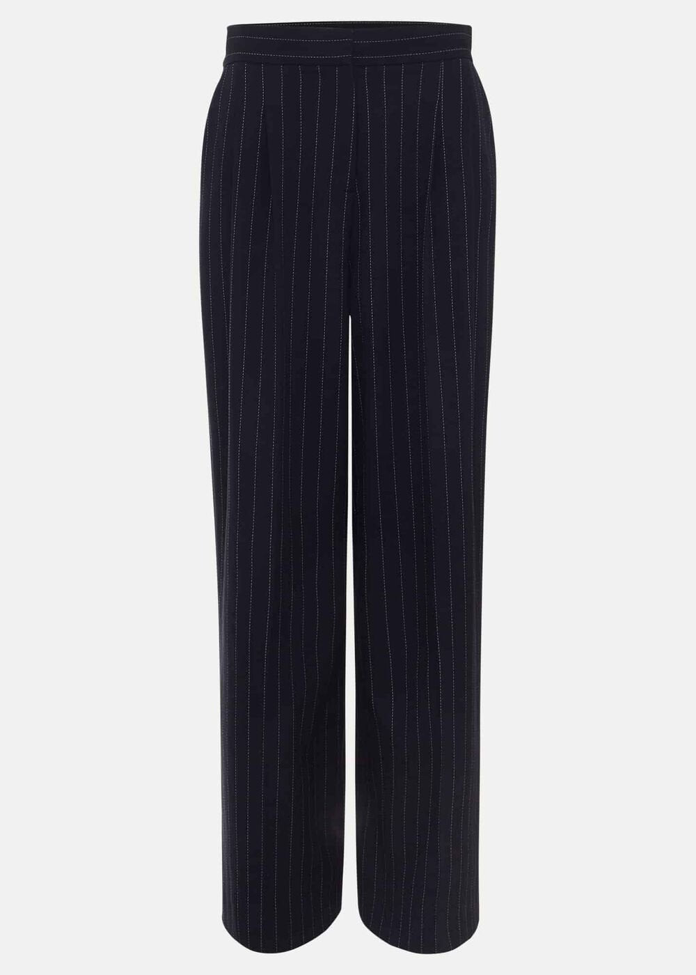 Pia Pinstripe Wide Leg Trousers - Navy