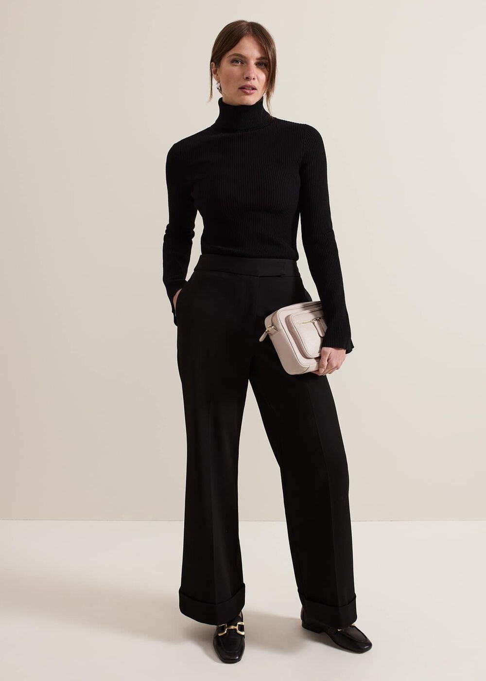 Petite Trixie Turn Up Hem Trouser - Black