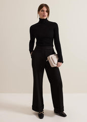 Petite Trixie Turn Up Hem Trouser - Black