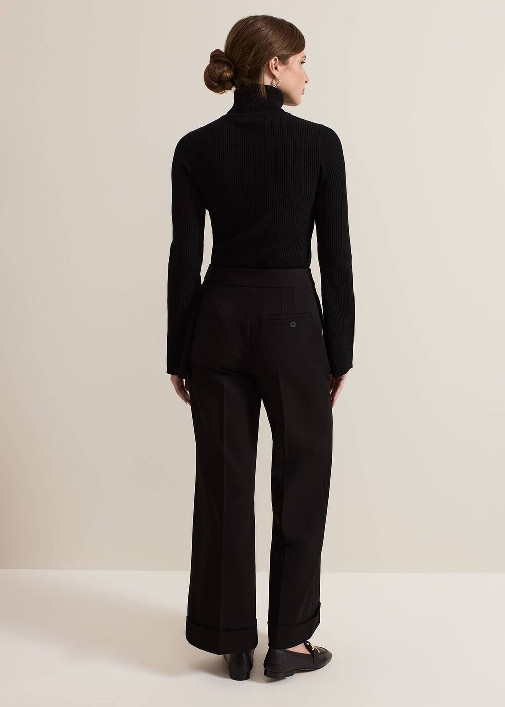 Petite Trixie Turn Up Hem Trouser - Black