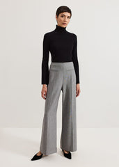 Dilly Pleat Detail Wide Leg Trouser - Grey